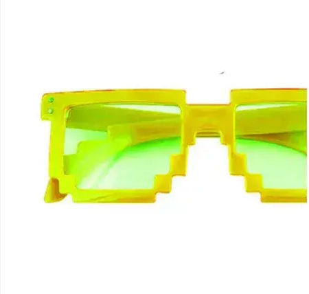 Парти Очила Nerd Clear 92054-3-1 Светещи В Тъмното Пикселни Слънчеви Очила UV 400 Прозрачни Лещи Жълти