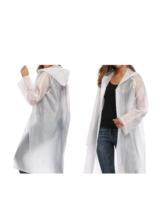 Waterproof Poncho with Drawstring Hood Eva White One Size 68x120 Cm Aria Trade