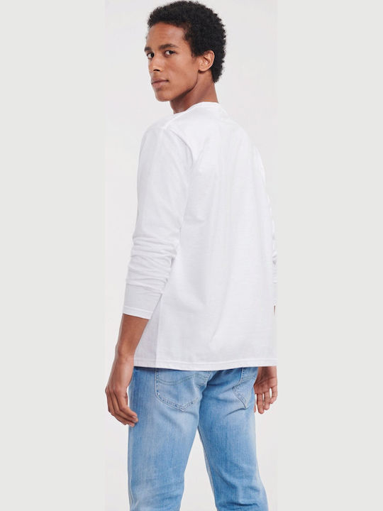 Russell Europe Unisex Διαφημιστικό T-shirt Μακρυμάνικο White