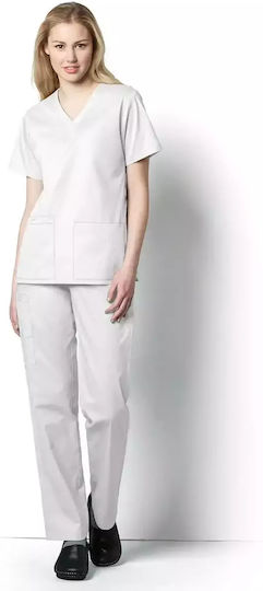 WonderWink V-neck Γυναικεία Ιατρική Μπλούζα Λευκή