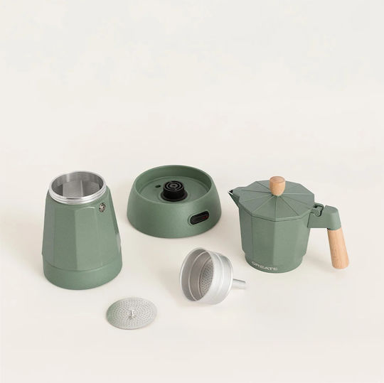 Create Thera Electric Stovetop Espresso Pot 6 Cups 480W Verde