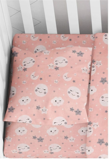 Dimcol Smile Baby Sheets Set Crib Cotton Coral 120x160cm 3pcs