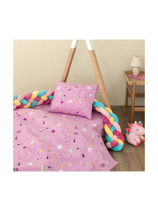 Palamaiki Poppet Baby Sheets Set Crib Flannel Fitted Pink 70x140cm
