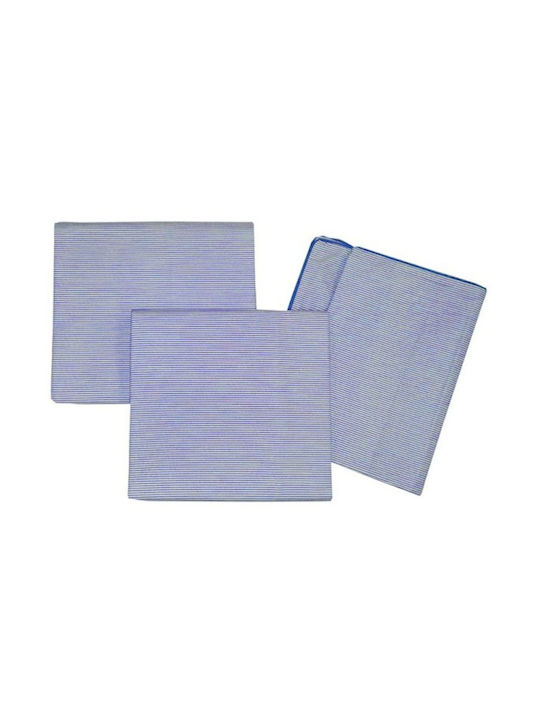 Beboulino Set Rige Lines Blue 95x150 cm Baby Sheets