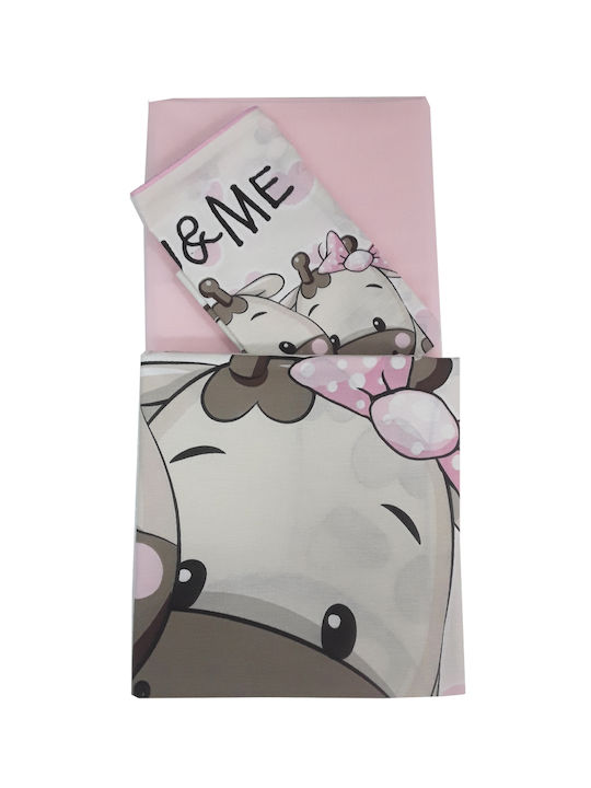 Beboulino You & Me Baby Sheets Set Crib Cotton Pink 95x150cm 2pcs