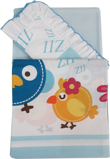 Beboulino Подредба Lovely Birds Сини Детски Чаршафи 105x170см Beboulino Подредба Lovely Birds Сини Детски Чаршафи 105x170см