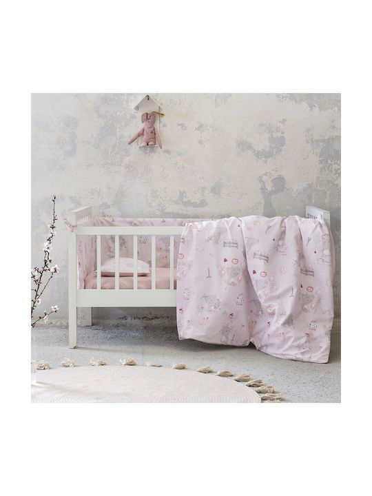 Nima Little Rhino Baby Sheets Set Crib Cotton Pink 120x170cm 2pcs