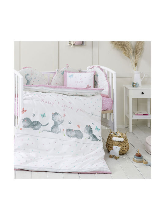 Nima Baby Love Baby Sheets Set Crib Cotton White 120x170cm 3pcs