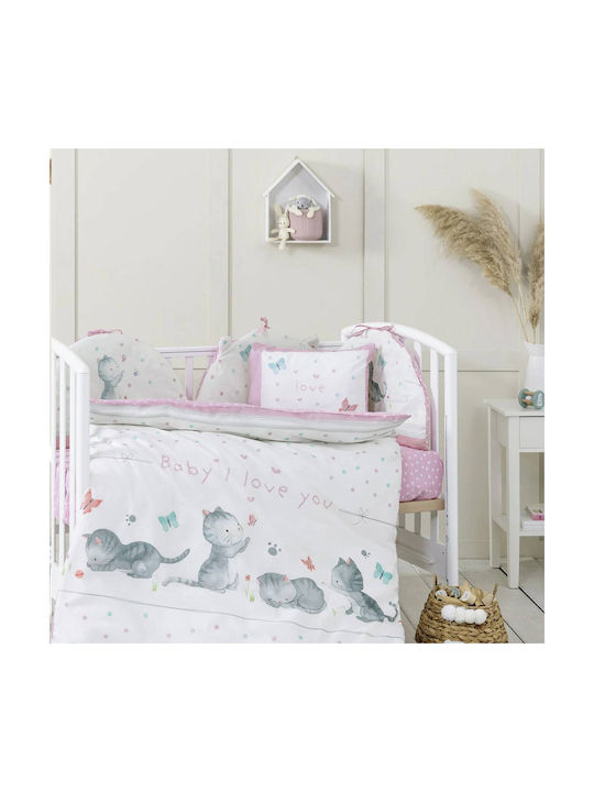 Nima Baby Love Baby Sheets Set Crib Cotton White 120x170cm 3pcs