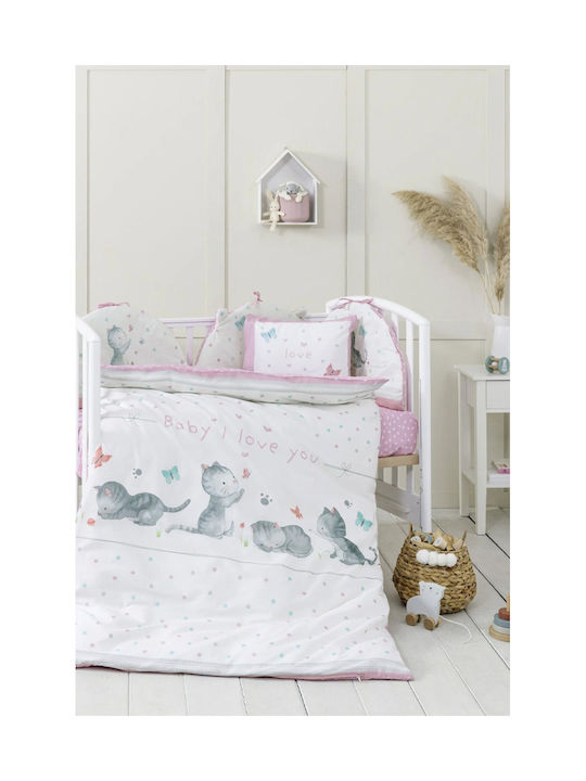 Nima Baby Love Baby Sheets Set Crib Cotton White 120x170cm 3pcs