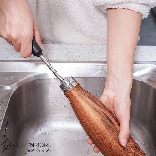 Metallic Cleaning Brushes with Handle Brown 3pcs