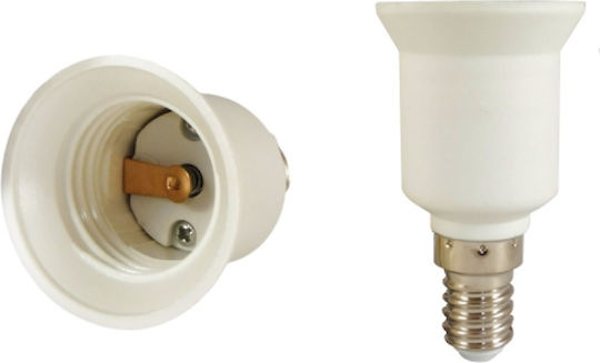 Elvhx Socket Adapter from E14 to E27 in White color Set 1pcs ELE14E27