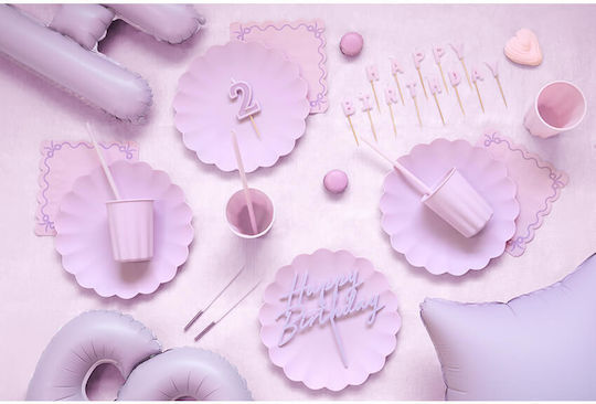 PartyDeco Свещи "Честит рожден ден" Люляк