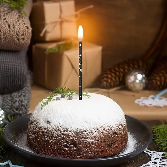 Set 6 Long Birthday Candles Flippy Paraffin 10 X 0.5 Cm Happy Birthday White Black