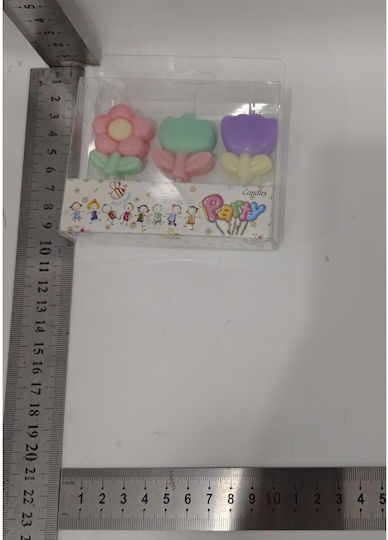 Set 3 Kerzen Flippy Flower Thema Modell 1 Aus Paraffin Mehrfarbig