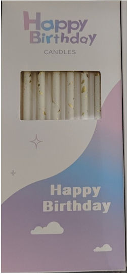 Set 6 Lange Kerzen Flippy Paraffin 10 X 0,5 Cm Alles Gute zum Geburtstag Weiße Gold