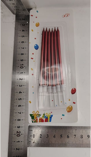 Set 6 Lumanări De Ziua De Naștere Flippy Parafină 11 X 0.4 Cm Roșu Lucios