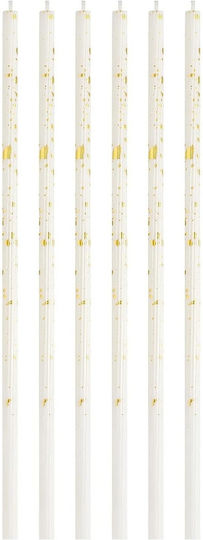 Set 6 Long Birthday Candles Flippy Paraffin 10 X 0.5 Cm Happy Birthday White Black