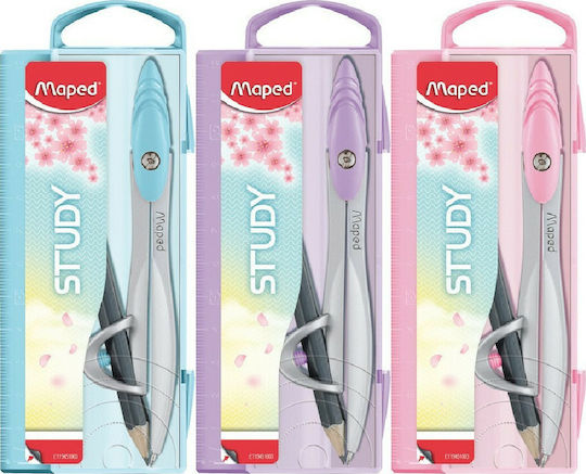 Maped Study Metallic Compass with Pencil in Case Multicolour (Μiscellaneous colours) 119410