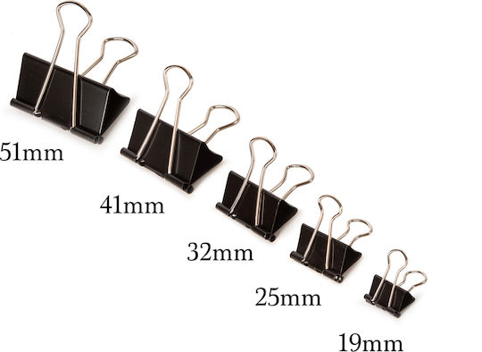 Foska Metallic Clips 19mm Black 12pcs