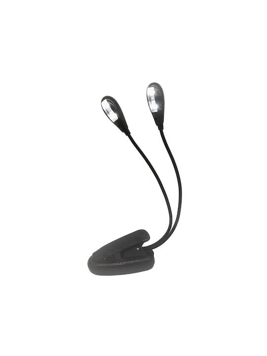 Zola Lampă Dublă LED De Citit Cu Clema Brațe Flexibile Alimentată Cu Baterie USB Plastic PP 22 Cm Neagră