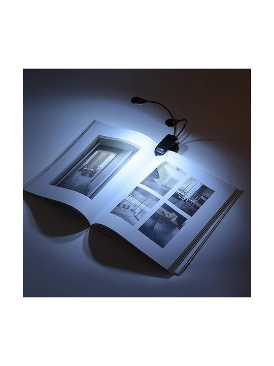 Zola Lampă Dublă LED De Citit Cu Clema Brațe Flexibile Alimentată Cu Baterie USB Plastic PP 22 Cm Neagră
