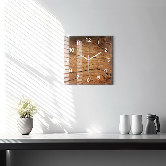 Tulup Αθόρυβο Ρολόι Τοίχου Ξύλινο Καφέ 30x30cm