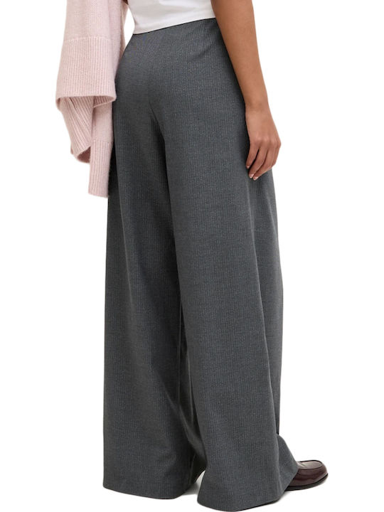 Jack & Jones Women's High-waisted Fabric Trousers Dark Grey Melange