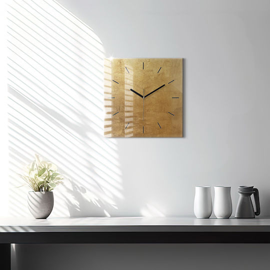 Tulup Тих режим Стенен часовник Стъкло Жълт 30x30см