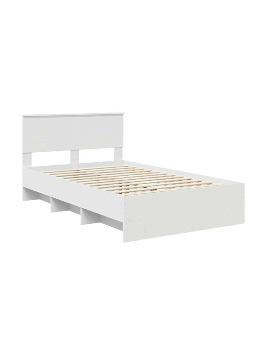Κρεβάτι Διπλό Ξύλινο Λευκό για Στρώμα 137x203cm