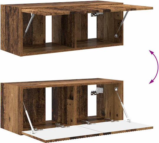 Living Room TV Unit with Lighting Old Wood L78.5xW30xH29.5cm