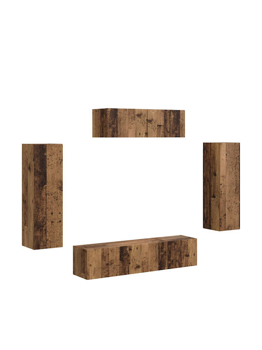 Living Room TV Unit with Lighting Old Wood L30xW31xH100cm
