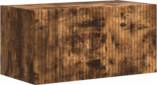 Living Room TV Unit with Showcase & Lighting Smoked Oak L60xW31xH29.5cm
