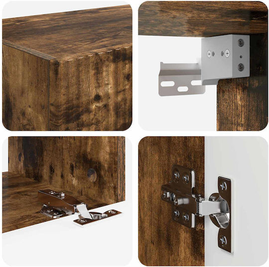 Living Room TV Unit with Showcase & Lighting Smoked Oak L60xW31xH29.5cm