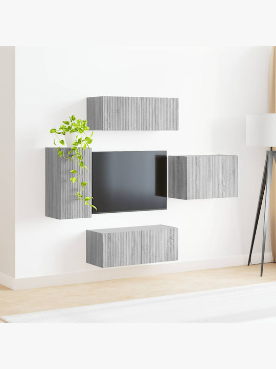 Wohnzimmer TV-Einheit Gray Sonoma mit Beleuchtung L78.5xB30xH29.5cm