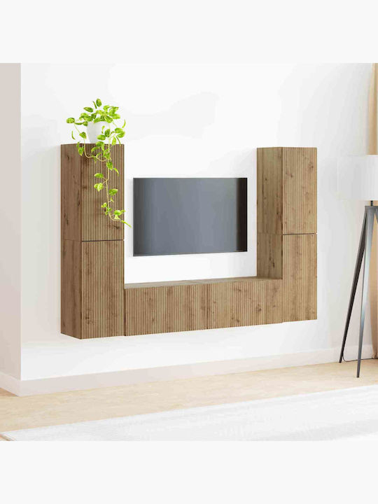 Living Room TV Unit Beige with Lighting M30xW31xH60cm