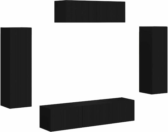 Unitate TV pentru sufragerie Negru cu iluminare L30xA31xÎ100cm