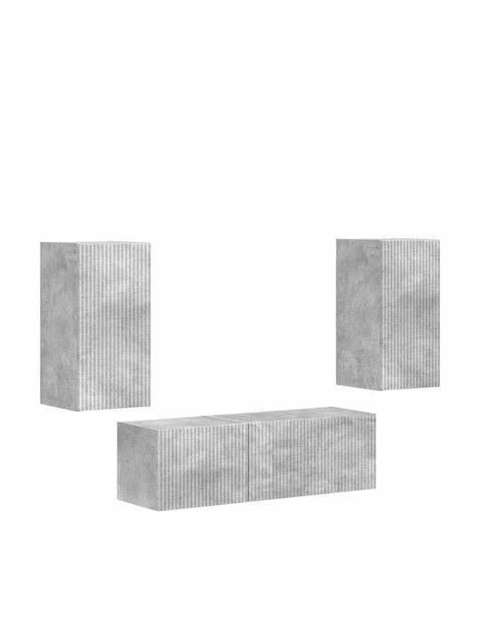 Wohnzimmer TV-Einheit Grey mit Vitrine & Beleuchtung L60xB31xH29.5cm