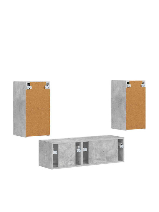 Wohnzimmer TV-Einheit Grey mit Vitrine & Beleuchtung L60xB31xH29.5cm