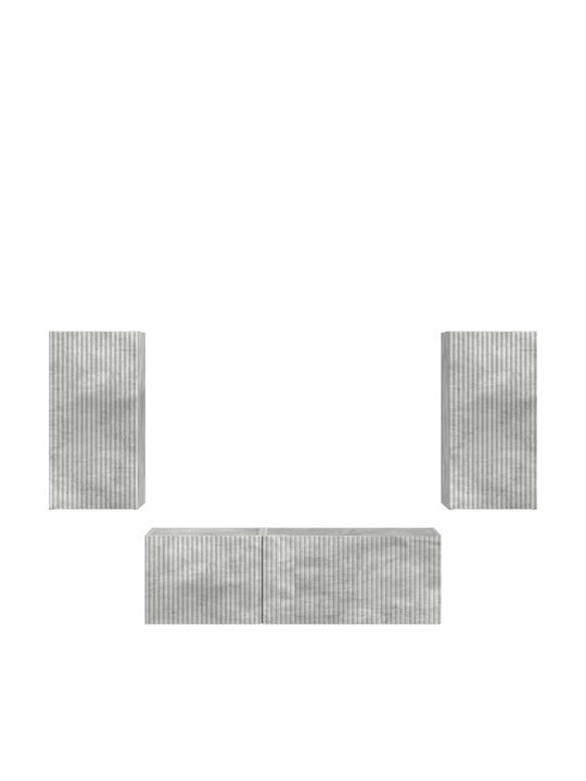 Wohnzimmer TV-Einheit Grey mit Vitrine & Beleuchtung L60xB31xH29.5cm