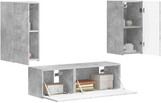 Living Room TV Unit with Showcase & Lighting Grey L60xW31xH29.5cm