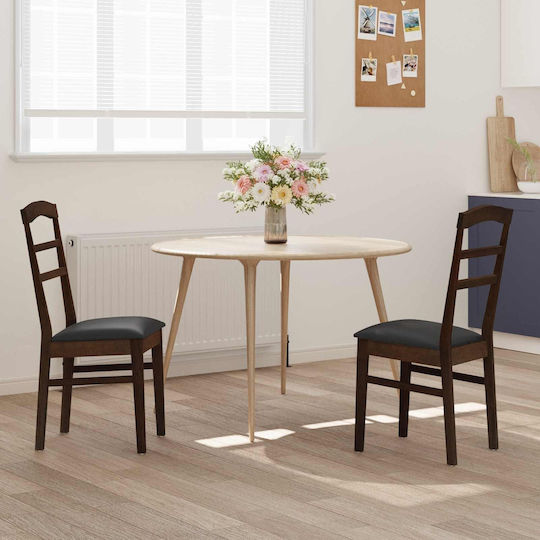 Dining Room Wooden Chair Light Brown, Black 36x45.5x93.5cm 2pcs