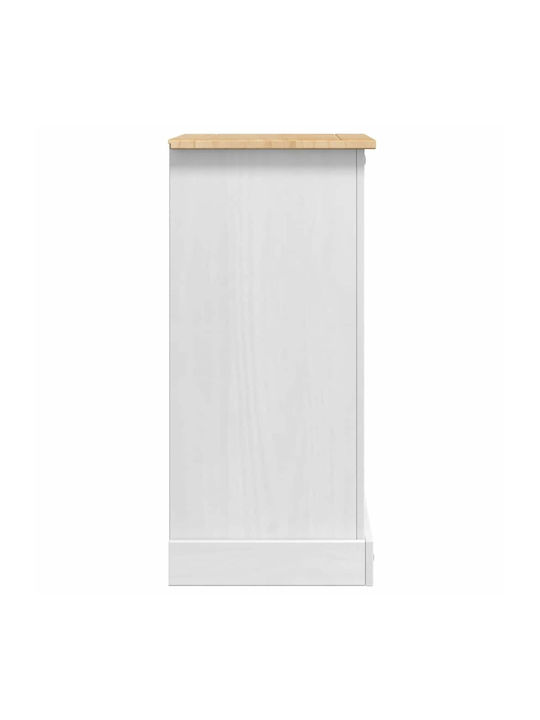 Solid Wood Bedside Table White 53x39x84cm