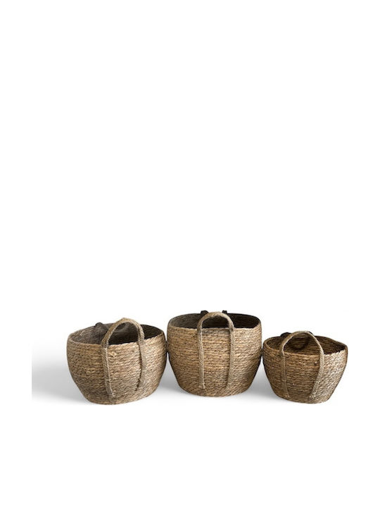 Lalos Set of Decorative Baskets Straw Brown 3pcs