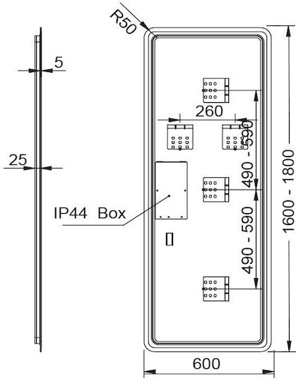 Luminor Ορθογώνιος Καθρέπτης Μπάνιου Led 160x60cm