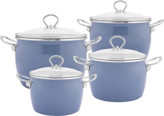Altom Balbina Pots Set Made of Stainless Steel with Enamel Interior Coating 4 Pieces