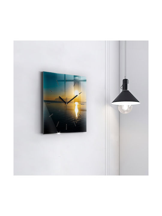 Tulup Αθόρυβο Ρολόι Τοίχου Γυάλινο Κίτρινο 30x30cm