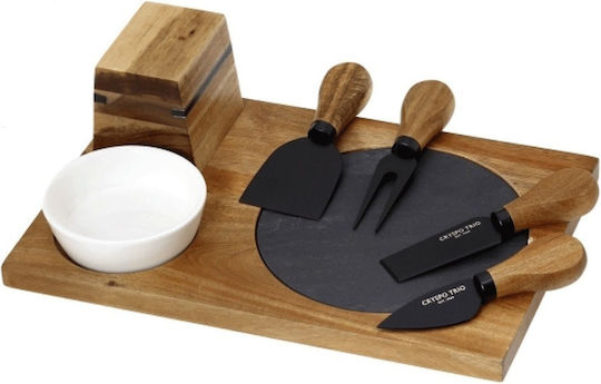 Cryspo Trio Πλατώ Σερβιρίσματος Τυριών Ξύλινο 28x19εκ. 7τμχ