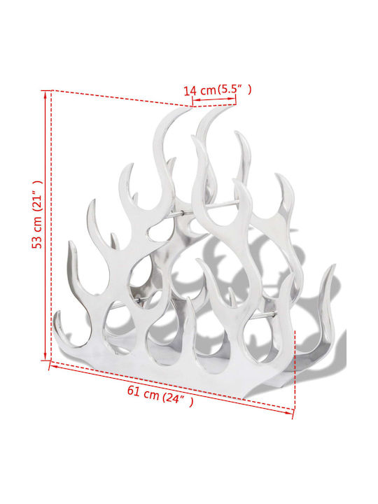 vidaXL Tischplatte Flaschenhalter Metallisch für 15 Flaschen Silber 26x14x54εκ.