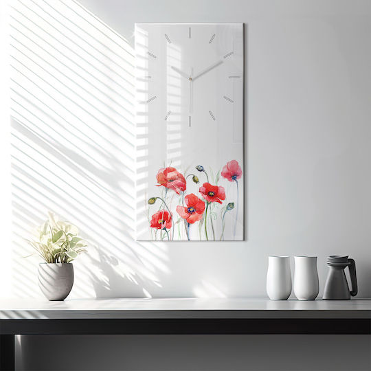 Tulup Αθόρυβο Ρολόι Τοίχου Γυάλινο Κόκκινο 30x60cm